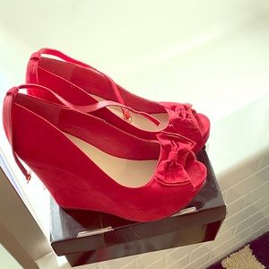Torrid Red Suede Wedge Heels